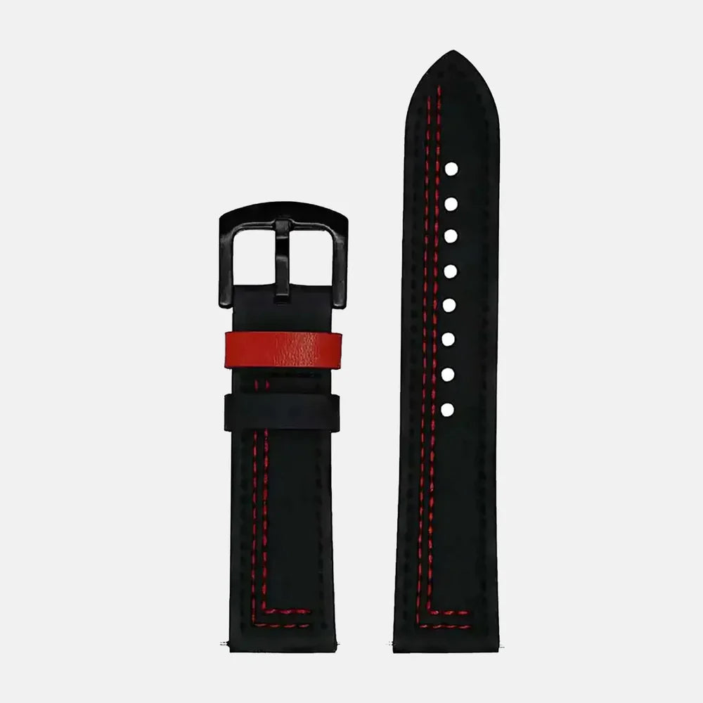 Lederarmband Schwarz Rot