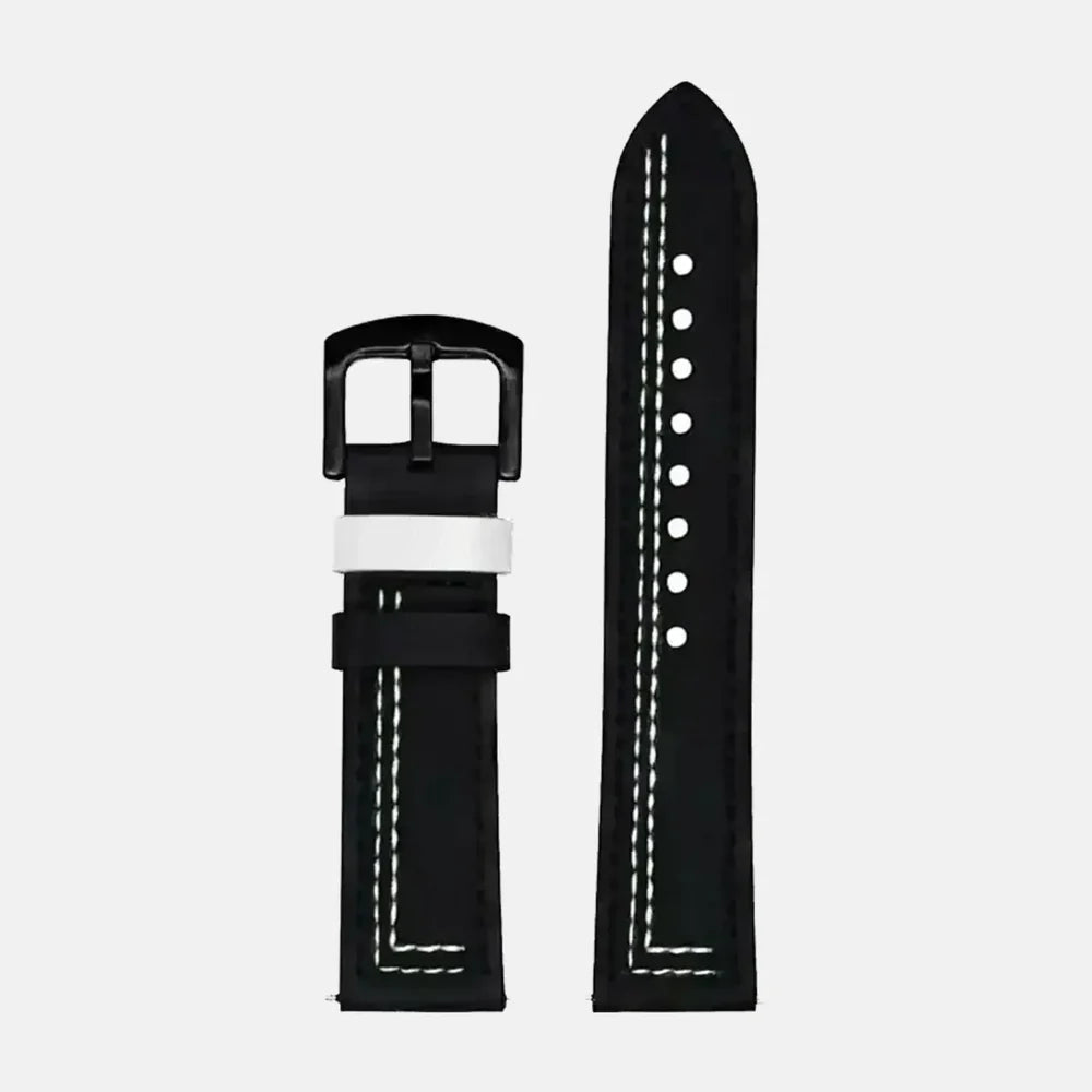 Black and white leather strap